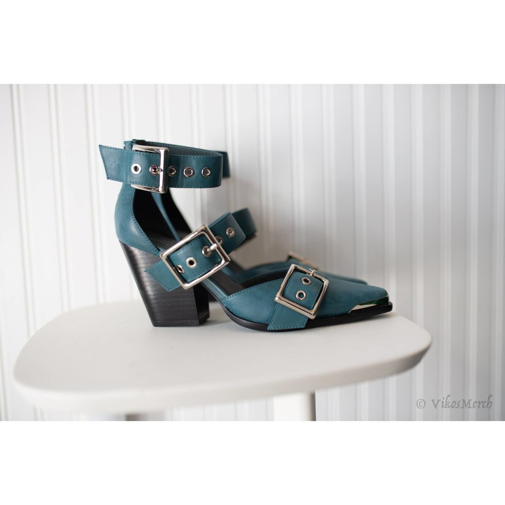 Free People Jeffrey Campbell Hendrix Heels 8 Teal - Picture 5 of 7